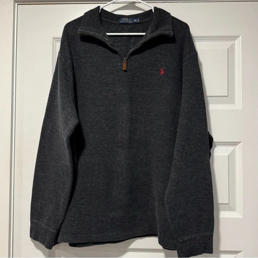 Polo Ralph Lauren Men's Charcoal Quarter Zip-Up Sweater